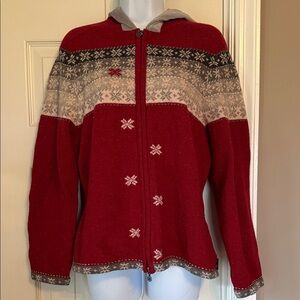 Woolrich Red and Gray Women's Cardigan Sweater